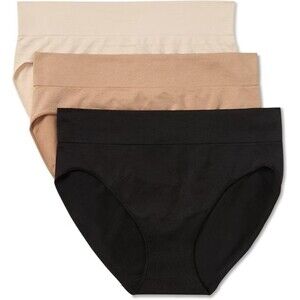 3-Pack Warner's Women's Bikini LARGE Seamless Stretch Butterscotch, Almond,Black